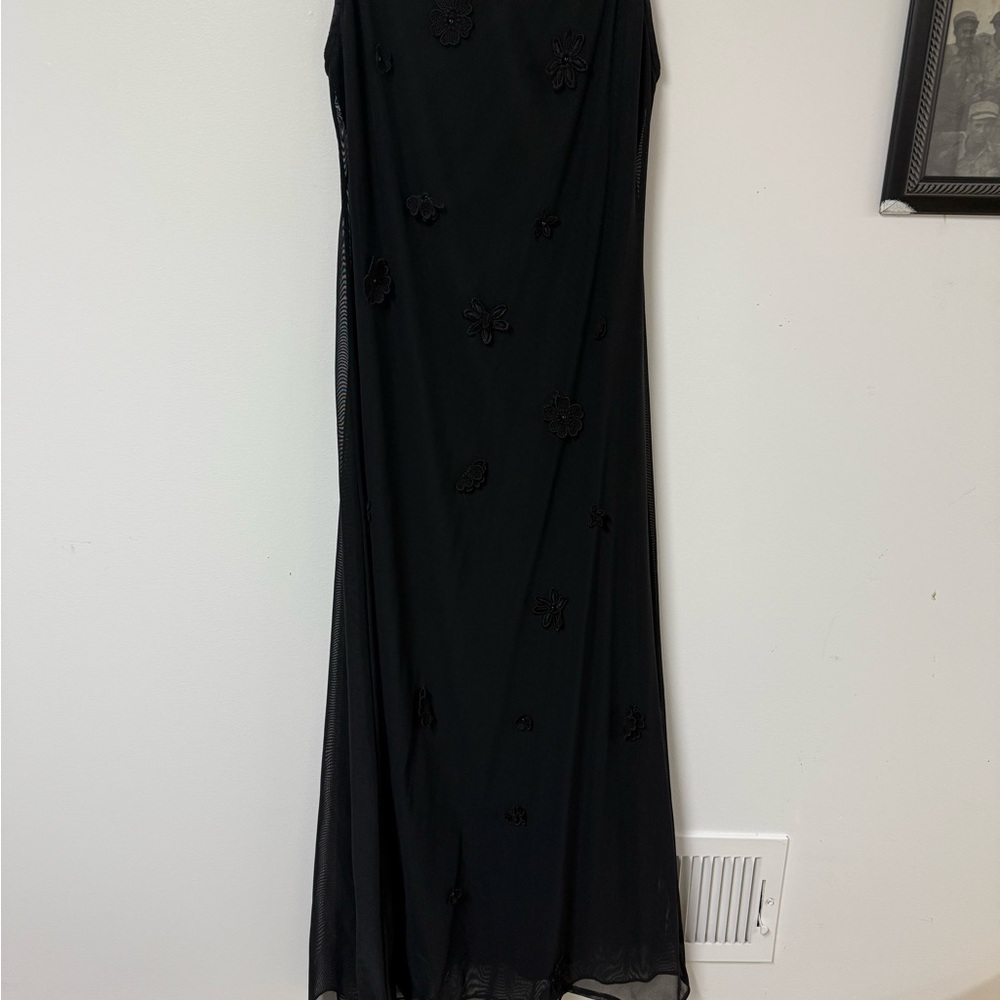 Chetta B Black Floral Maxi Dress